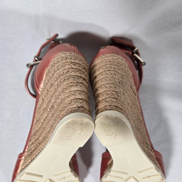 DONALD J PLINER Brook Metallic Coral Leather Ankle Espadrille Wedge Sandal 8.5 M - Picture 12 of 17